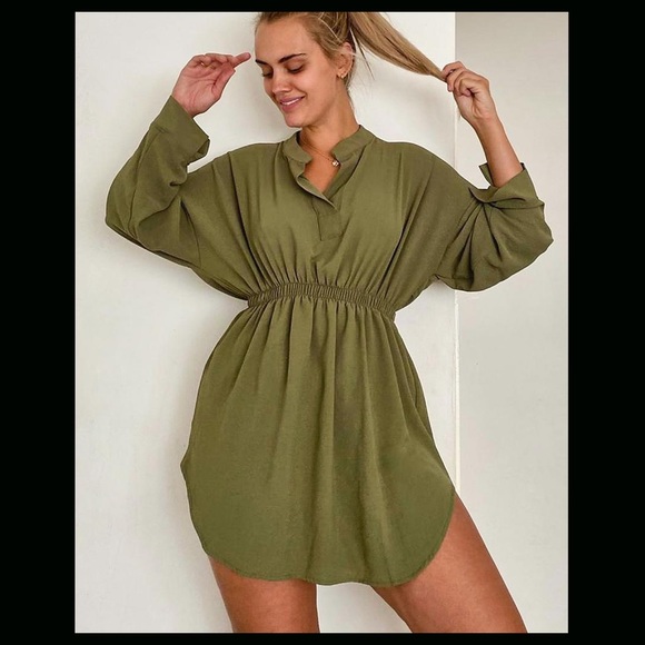 Boohoo Dresses & Skirts - PLUS SHIRRED WAIST SHIRT DRESS